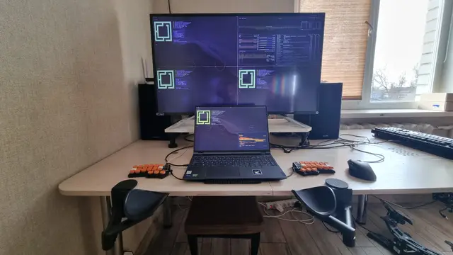 Lenovo Legion + 42"4k Monitor + Corne keyboard