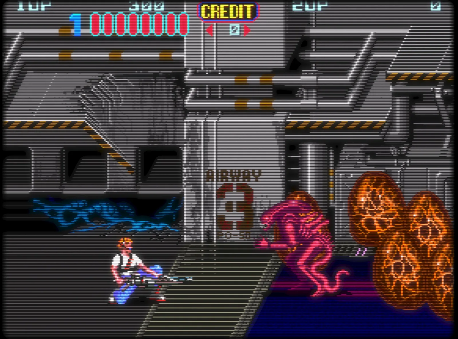 通过 RetroArch CRT 着色器运行的经典街机游戏