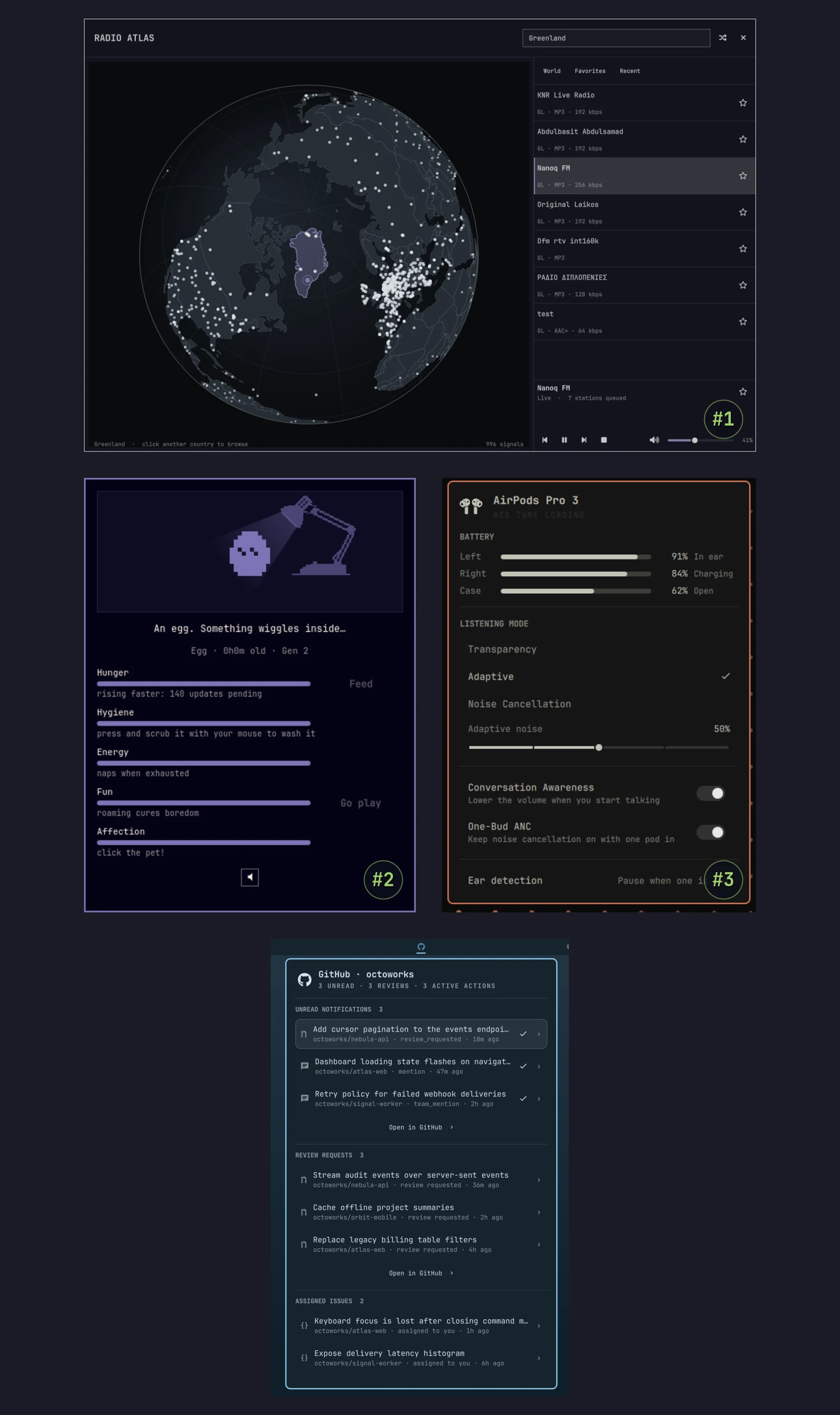 Radio Atlas、Omagotchi、AirPods 和 GitHub